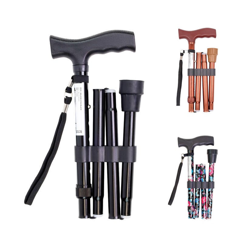 PEPE Mobility Folding Cane, Foldable Walking Cane with Adjustable Height, Collapsible and Lightweight, Portable Walking Stick for Mobility Aid - Image 1